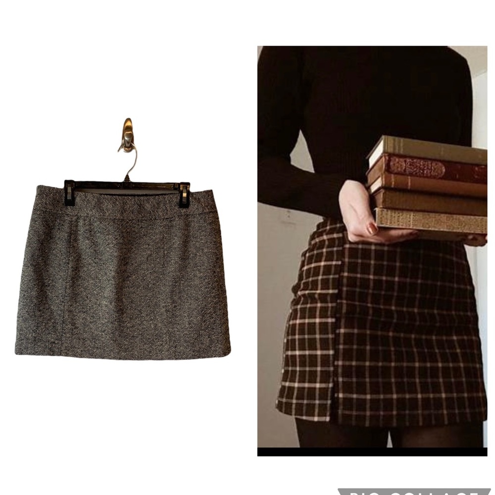 VTG J Crew Wool Donegal Tweed Fully Lined Academia Mini Skirt 90s/y2k
